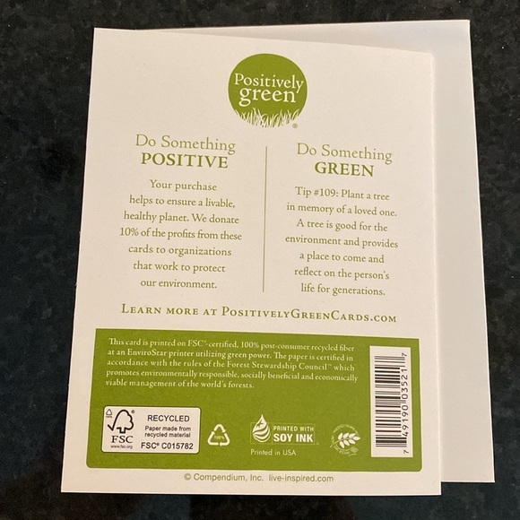 Compendium Positively Green Support and Sympathy Card and Envelope - Picture 4 of 4